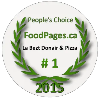 LaBezt Pizza & Donair 2015 Food Pages Peoples Choice Award winner